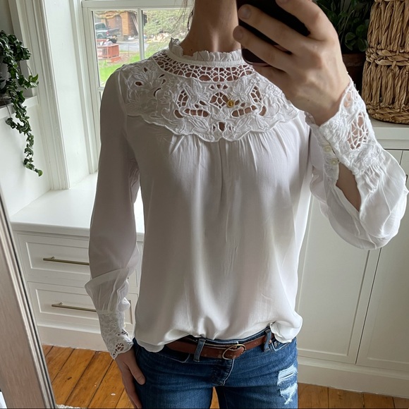 LOFT Tops - Loft lace yoke blouse.